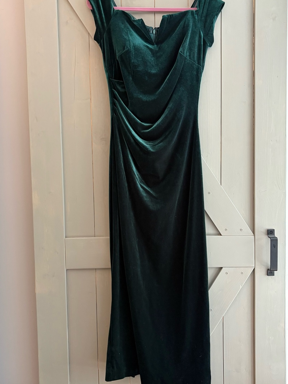Xscape Emerald Green Velvet Maxi Dress with Draped Cowl